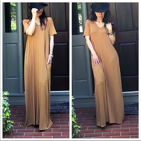 FABULOUS FAVORITE V NECK SIDE POCKETS MAXI DRESS - Picture 4 of 5